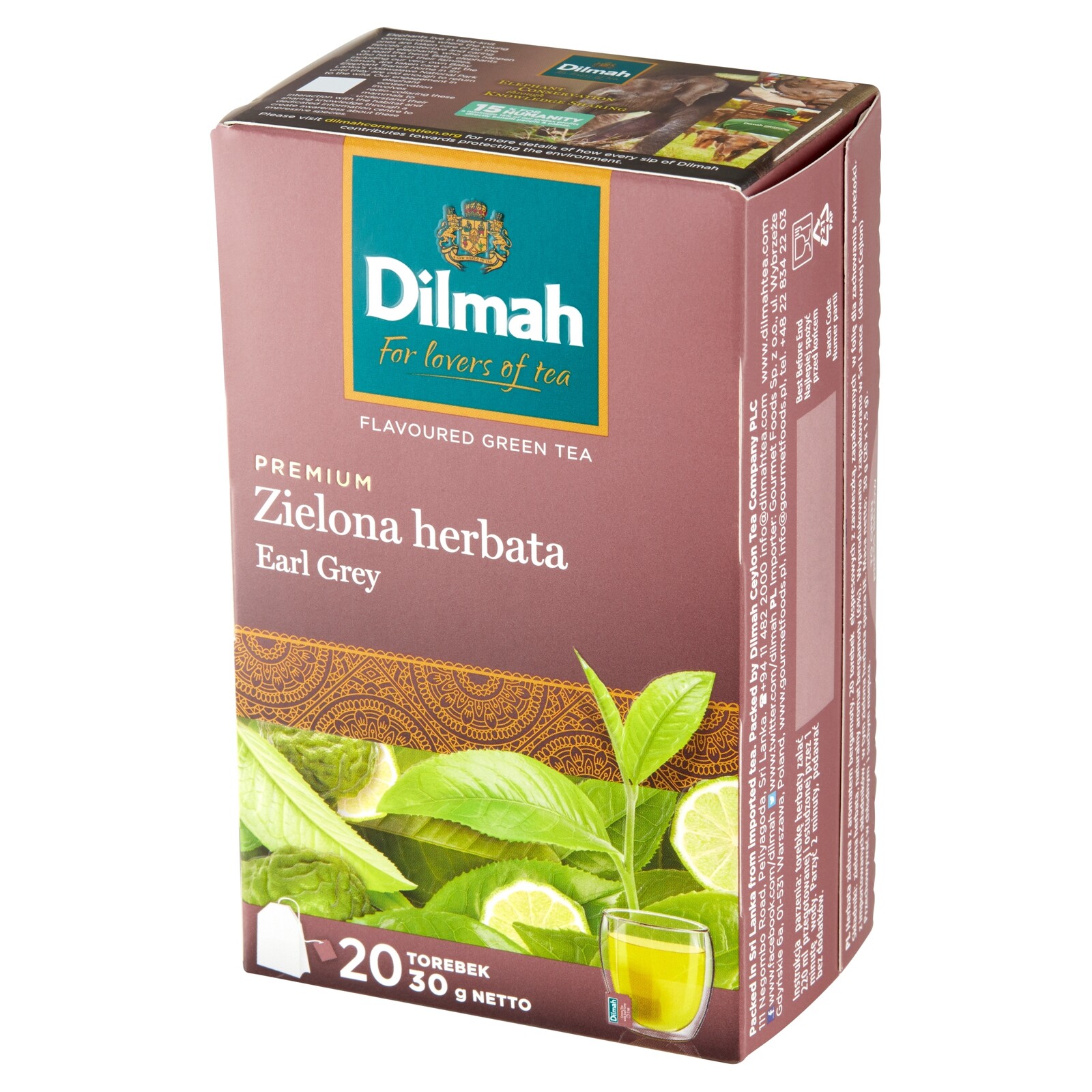 Dilmah Green Tea Earl Grey zelený čaj, 20 sáčků