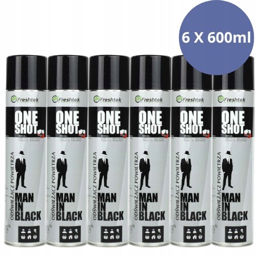Sada Man in Black Freshtek ONEShot 6X600 ml – osvěžovače pro muže