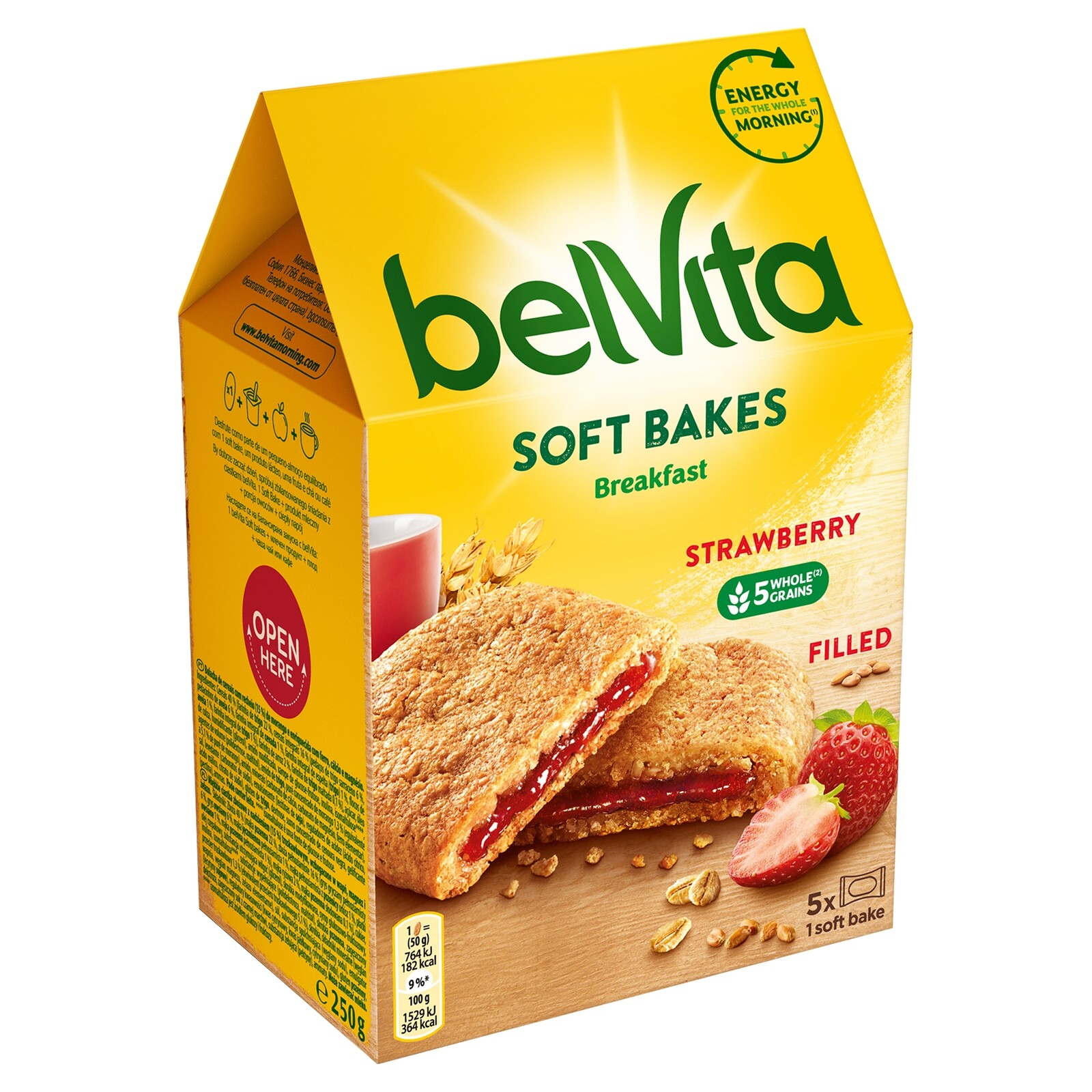 5 x belVita Breakfast Obilné sušenky s jahodovou náplní 250 g