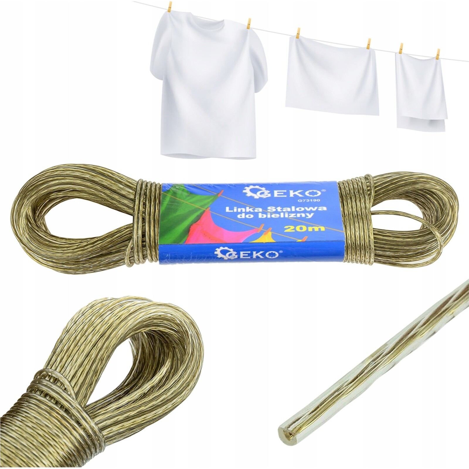 Ocelové lanko na prádlo 3 mm 30 m Geko G73191