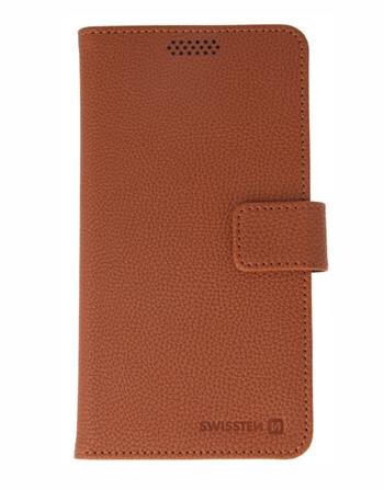 Flipové pouzdro SWISSTEN LIBRO UNI BOOK II L, hnědá koženka (150 x 71 mm)