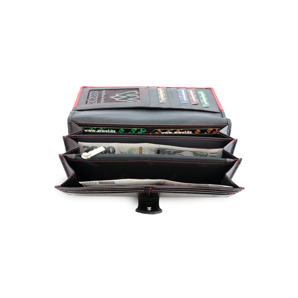 Dámská kožená psaníčková peněženka Arwel 8118 - černá-červená