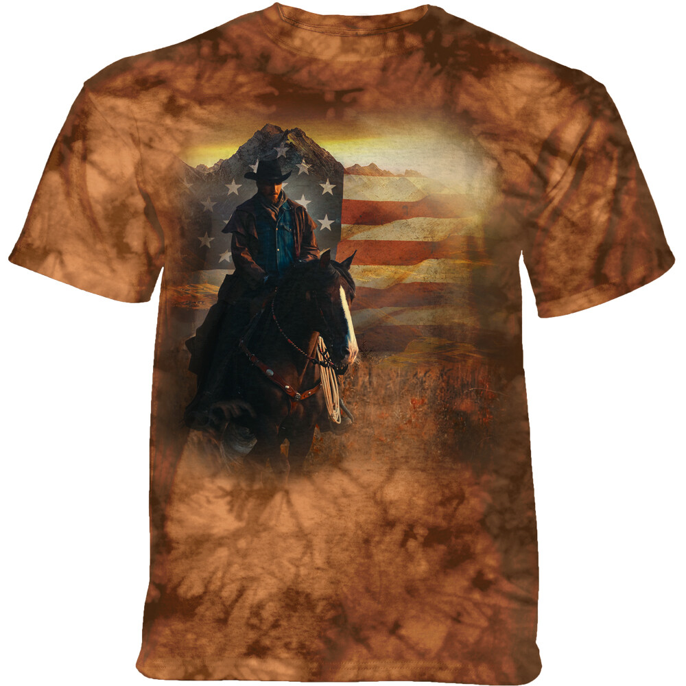 Tričko unisex The Mountain Patriotic Cowboy (kůň) - hnědé, S