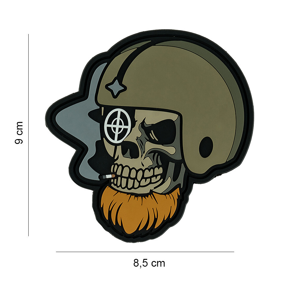 Gumová nášivka 101 Inc Bearded Skull Pilot - barevná