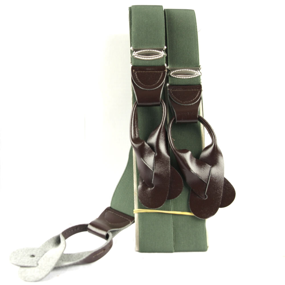 Kšandy AČR hladké kožené upínání - olivové