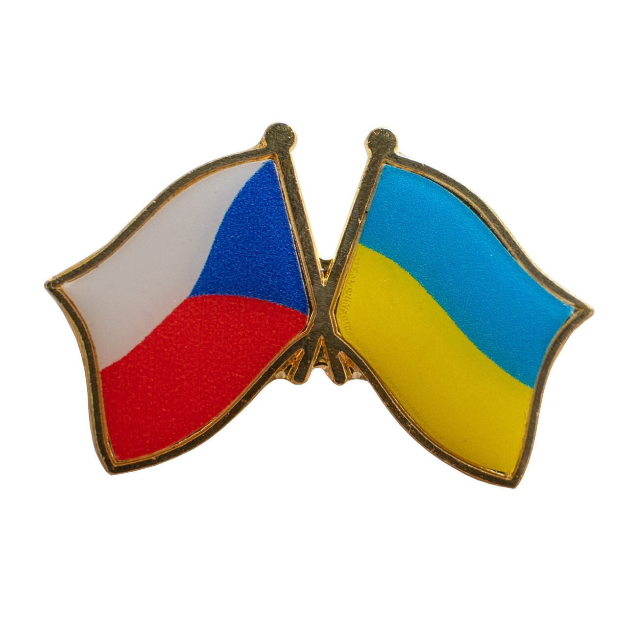Odznak (pins) vlajka přátelství Česká republika+Ukrajina 2,6 cm - barevný