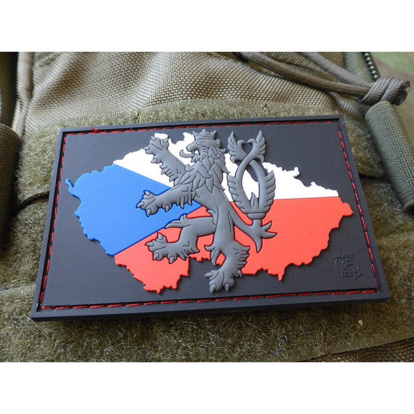 Gumová nášivka Jackets to Go Česká vlajka s Českým lvem - barevná