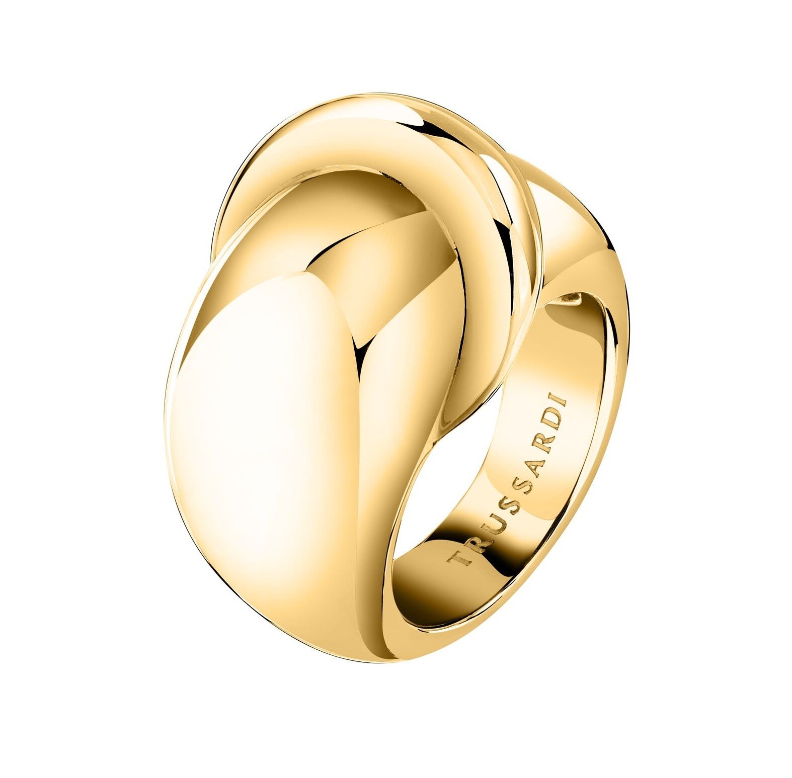 Trussardi Masivní pozlacený prsten z oceli T-Bold TJBJV060 54 mm