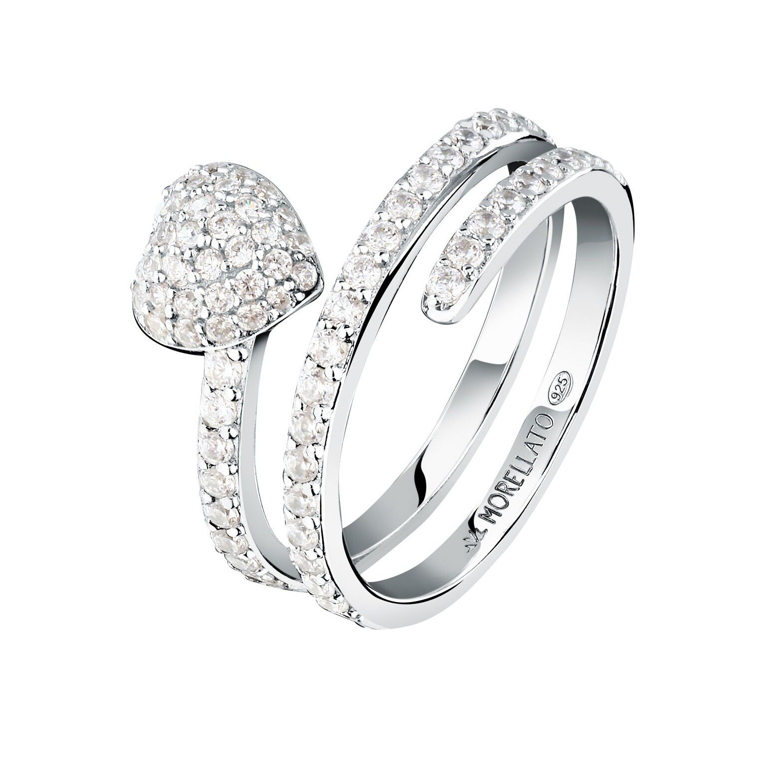 Morellato Otevřený stříbrný prsten Srdce se zirkony Nobile SAZK070 56 mm