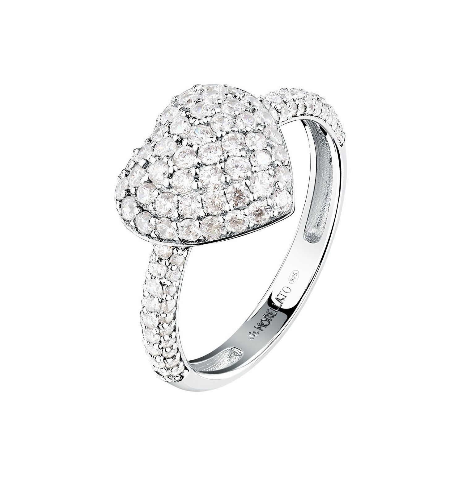 Morellato Blyštivý stříbrný prsten Srdce Nobile SAZK030 52 mm