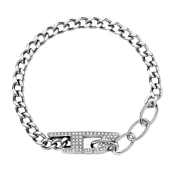 Diesel Třpytivý ocelový náramek D Logo DX1627040