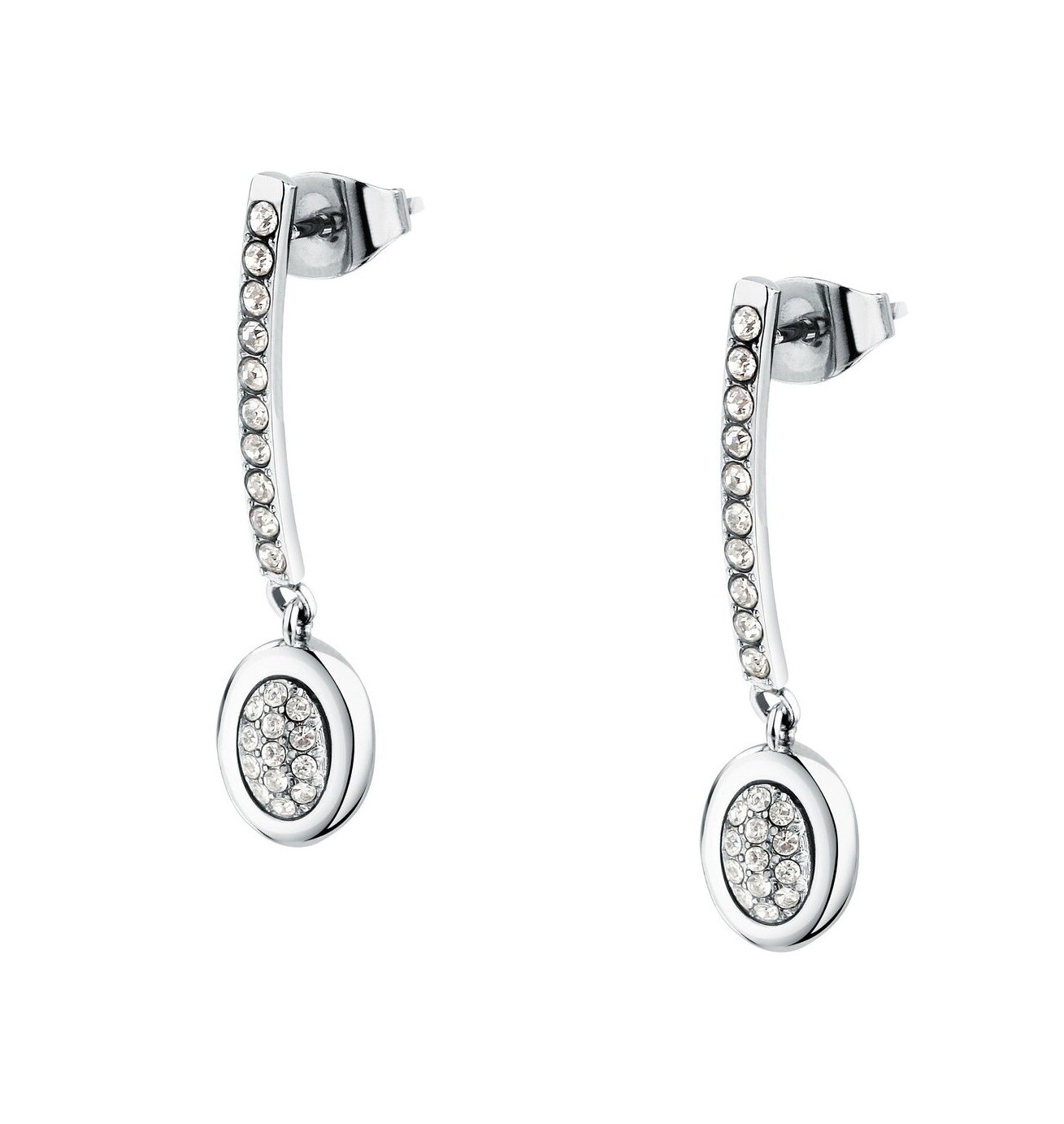 Trussardi Visací ocelové náušnice s krystaly T-Concept TJAYY23