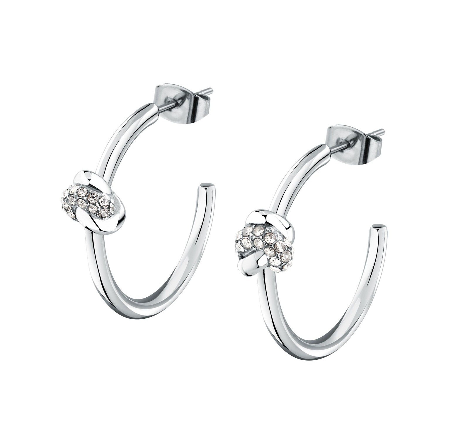 Morellato Kruhové ocelové náušnice Uzel s krystaly Legame SAZO12