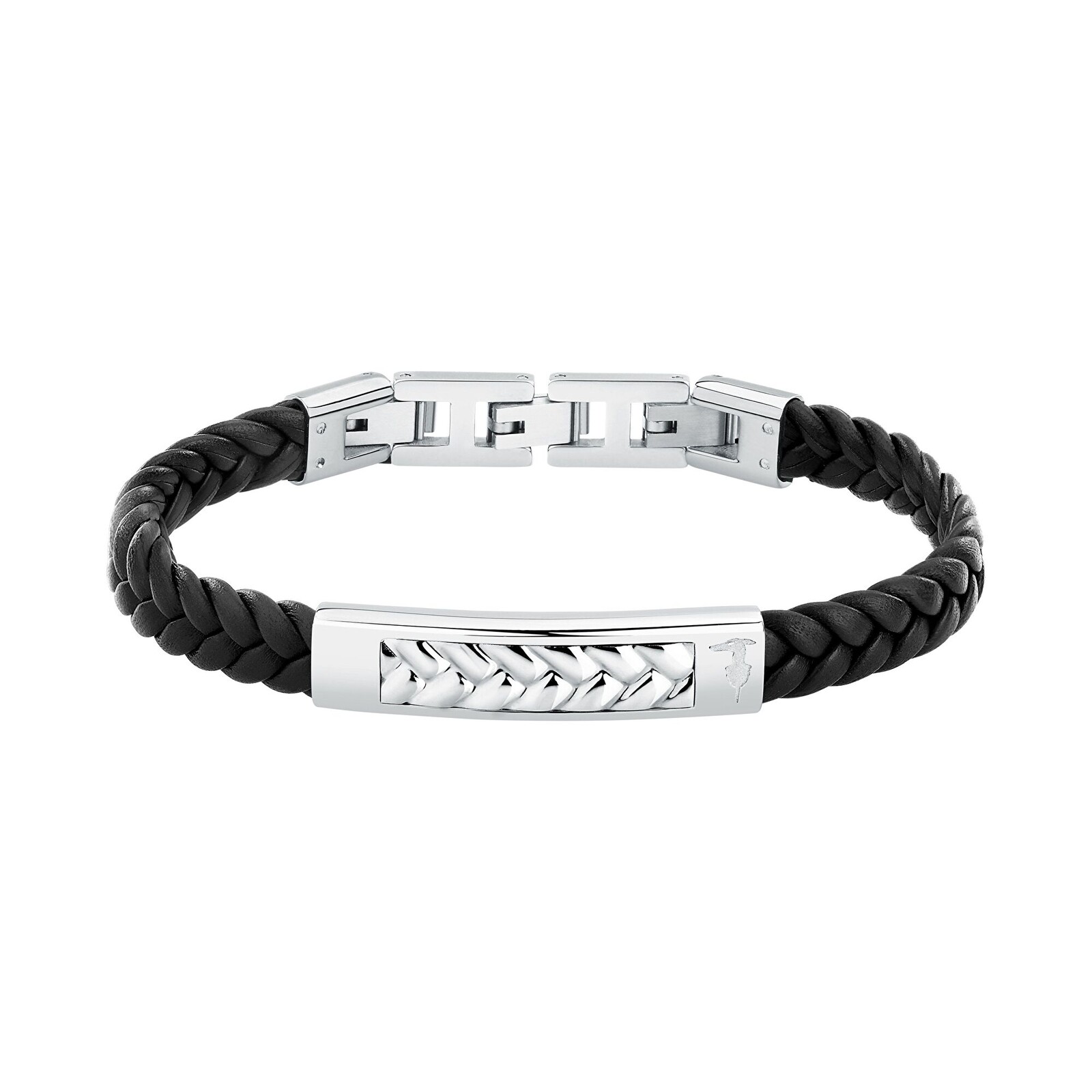 Trussardi Černý kožený náramek pro muže T-Leather TJAXZ21