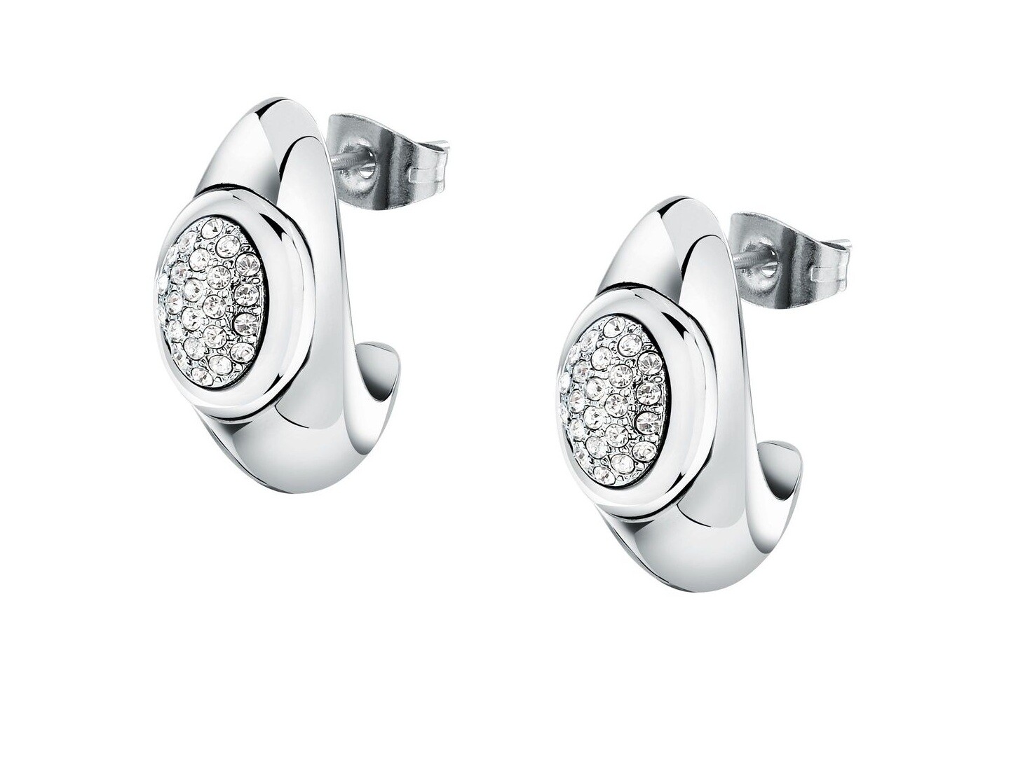 Trussardi Ocelové náušnice s čirými krystaly T-Concept TJAYY22