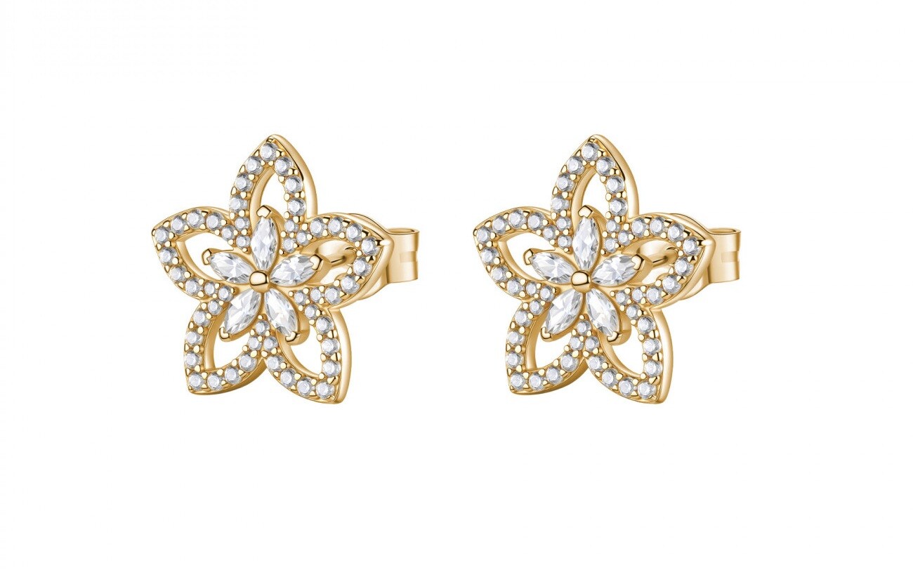 Rosato Pozlacené náušnice Květiny s kubickými zirkony Gaia RZGA95