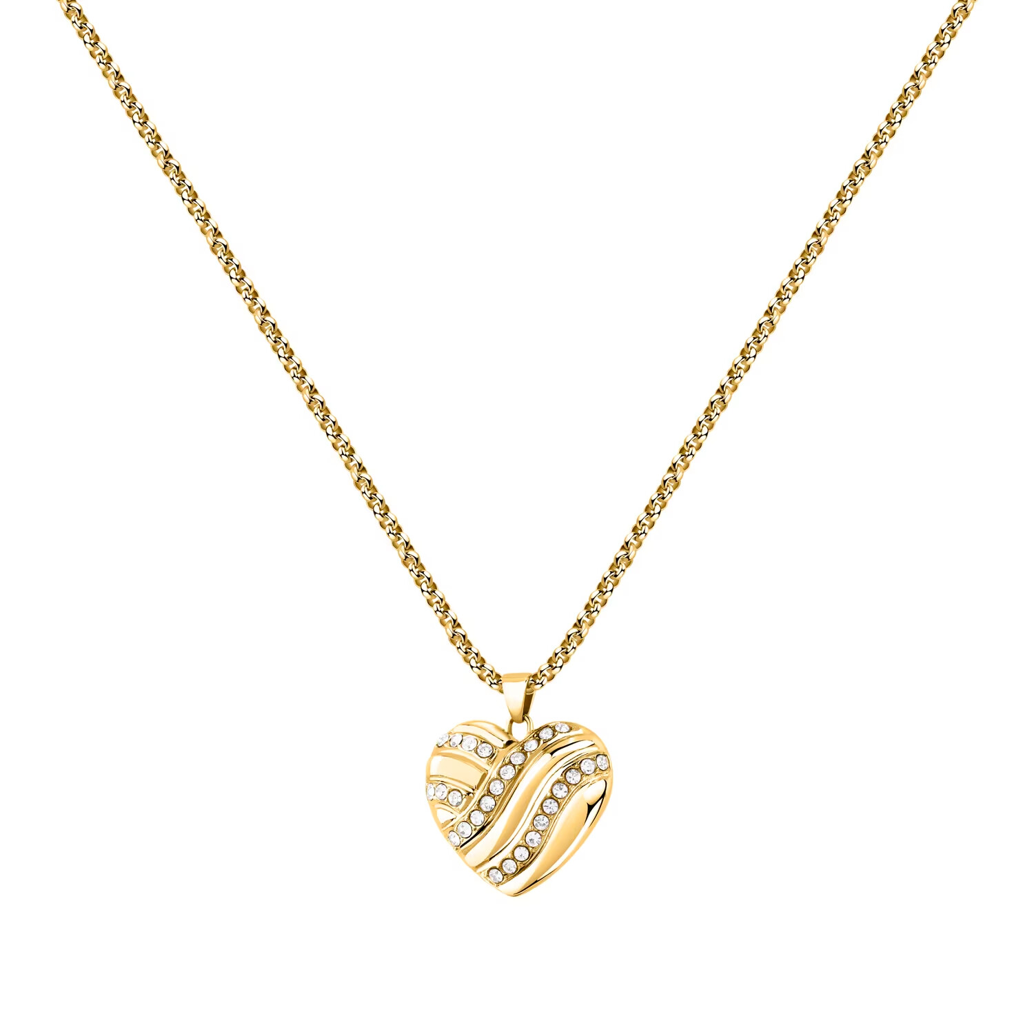 Morellato Pozlacený náhrdelník Srdce s krystaly Battito SAZQ02