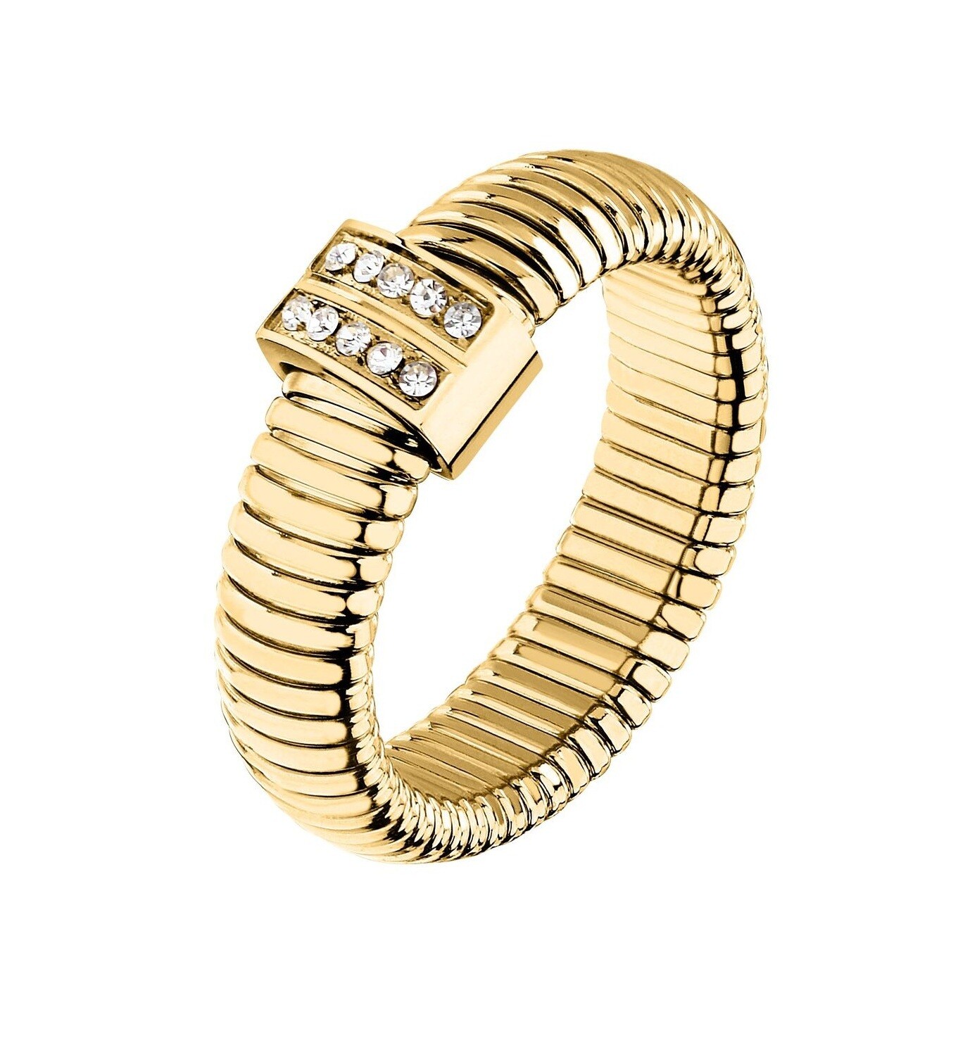 Morellato Stylový pozlacený prsten s krystaly Onda SAZP170 54 mm