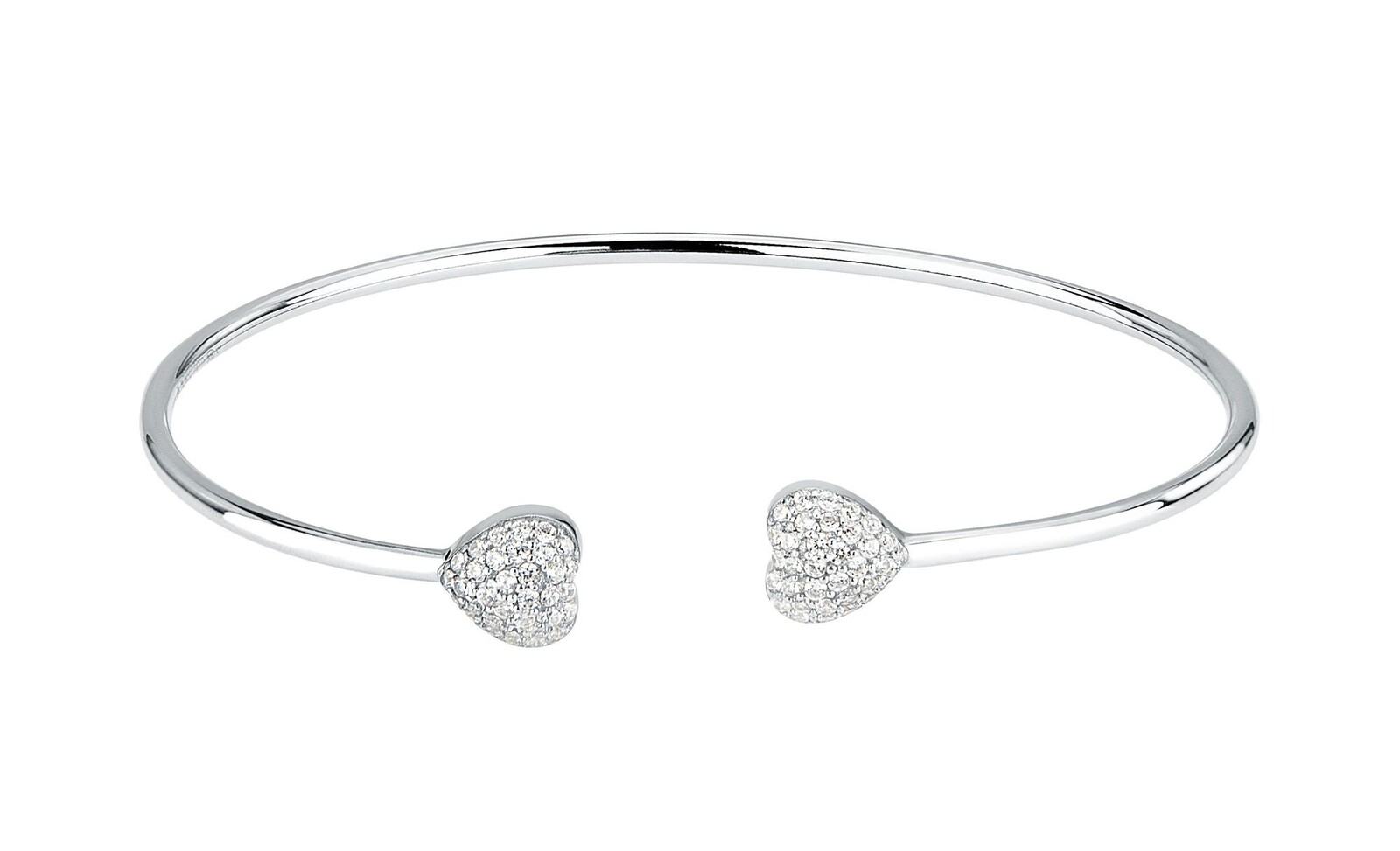 Morellato Stříbrný pevný náramek se zirkony Srdíčka Nobile SAZK06