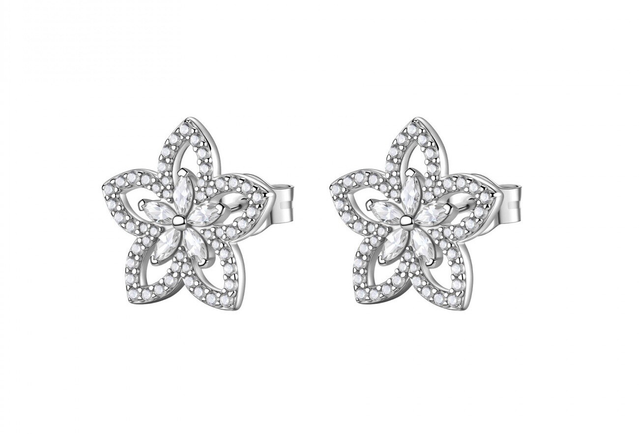 Rosato Stříbrné náušnice Květiny s kubickými zirkony Gaia RZGA94