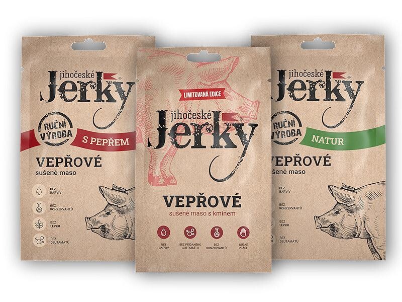 Jihočeské Jerky Vepřové 20g POUZE Natur (VÝPRODEJ)