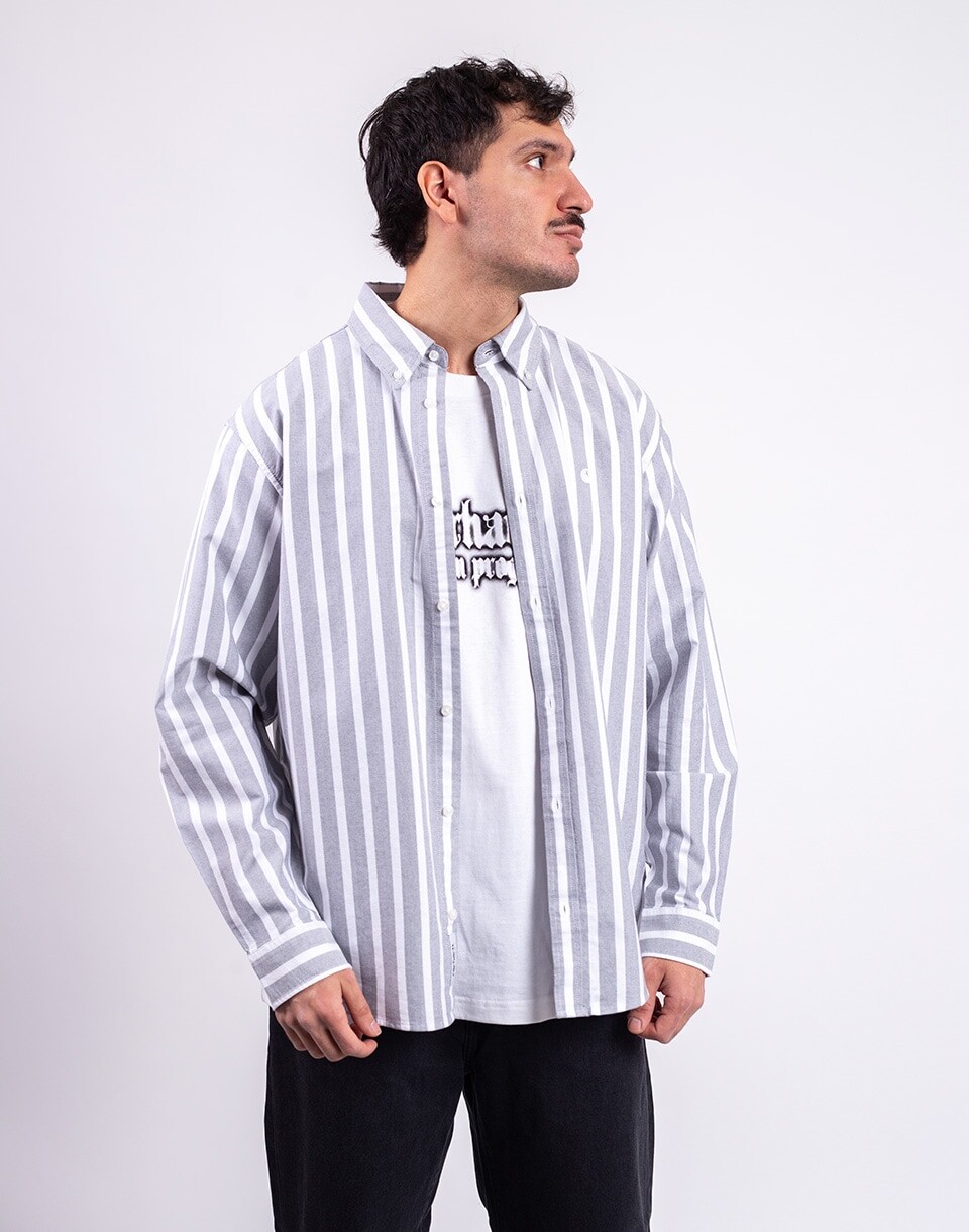 Carhartt WIP L/S Deven Shirt Deven Stripe, Black/White M