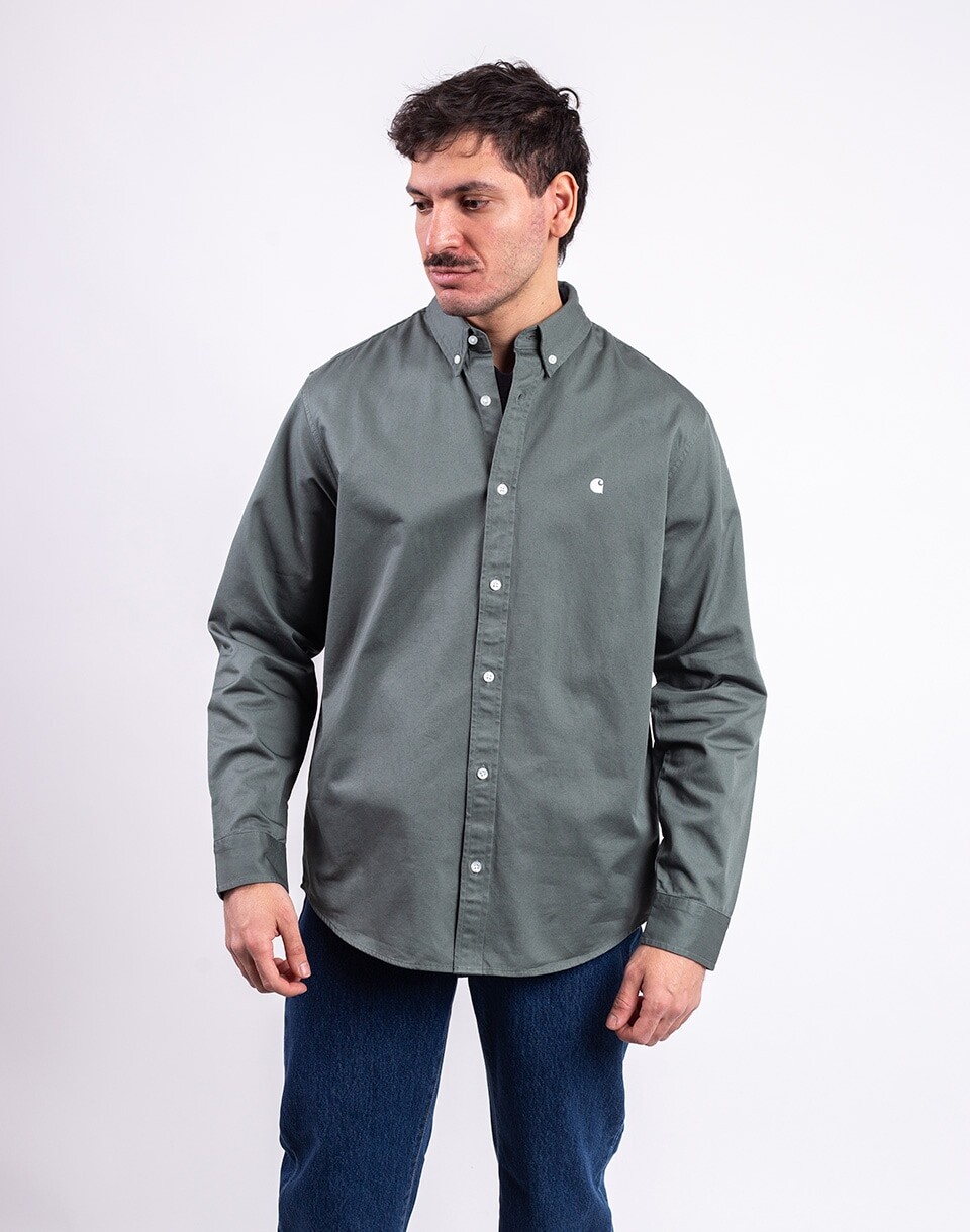 Carhartt WIP L/S Madison Shirt Velvet Green/White M