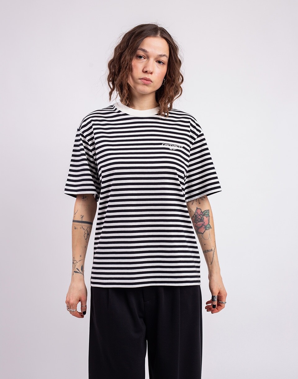 Carhartt WIP W' S/S Ezra T-Shirt Ezra Stripe, Black/Wax XS