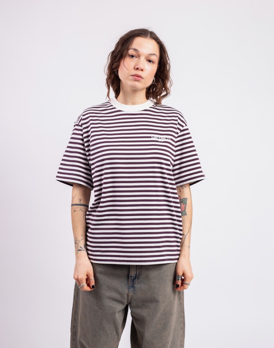 Carhartt WIP W' S/S Ezra T-Shirt Ezra Stripe, Cozy Purple XS