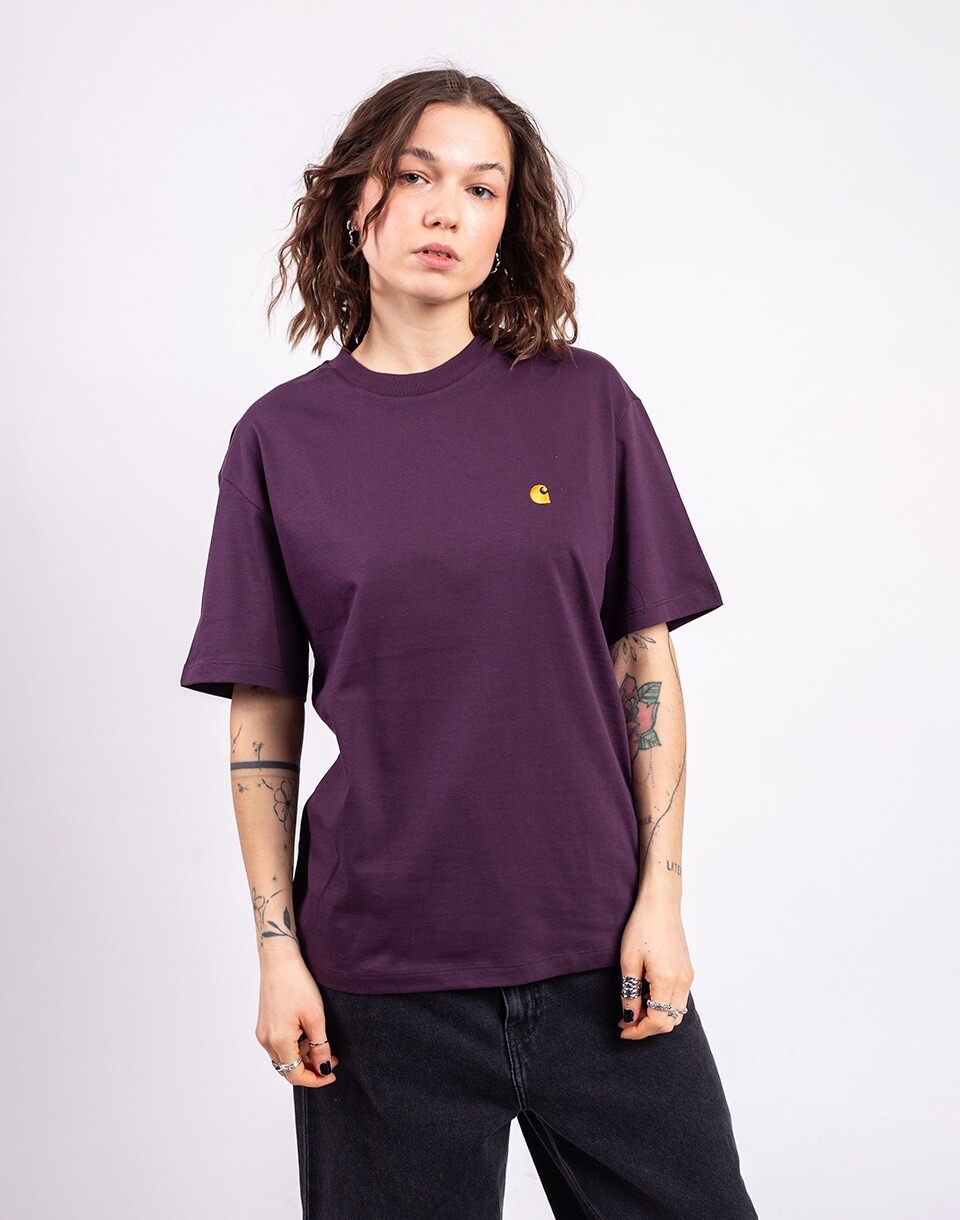 Carhartt WIP W' S/S Chase T-Shirt Cozy Purple/Gold XS