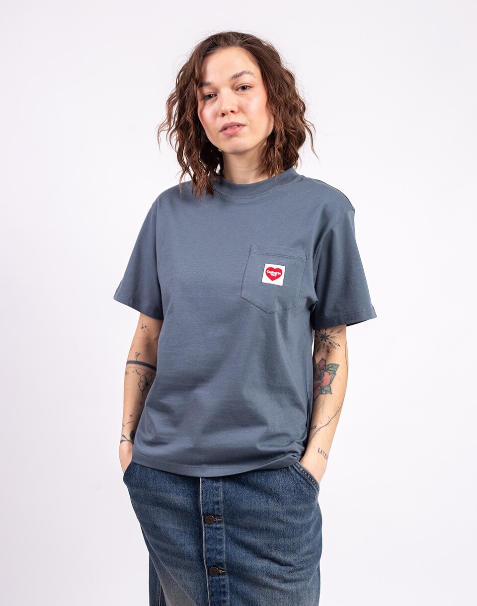 Carhartt WIP W' S/S Pocket Heart T-Shirt Cozy Blue/Red XS