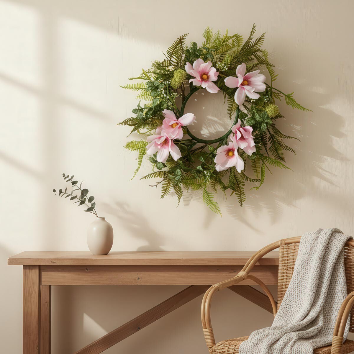 Gasper Dekorační věnec s kosmejem, 32 cm, růžový