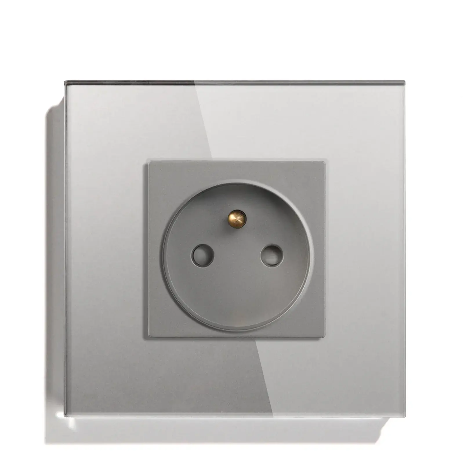 Jednoduchá zásuvka z tvrzeného skla, stříbrná