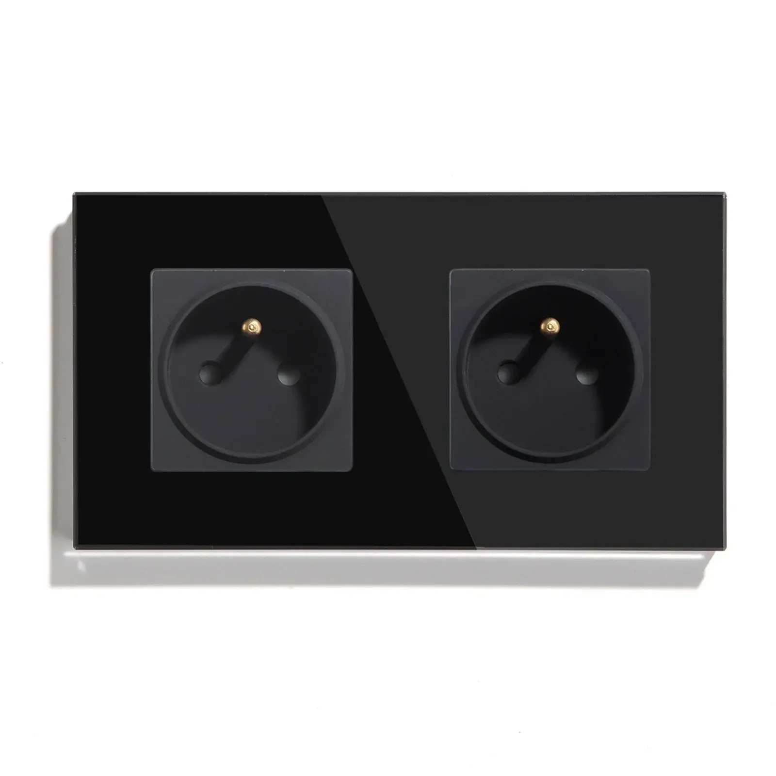 Dvojnásobná zásuvka z tvrzeného skla, černá