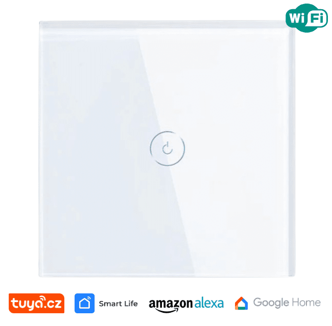 WiFi jednoduchý vypínač na světlo s ovládáním přes aplikaci, dotykový, bílý