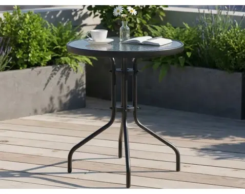 Kulatý zahradní stůl Plano, průměr 60 cm, černý