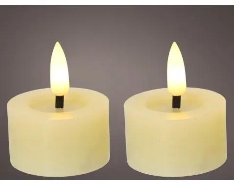LED čajová svíčka (2 ks) Lumineo 4,4x5,2 cm, krémová vosková