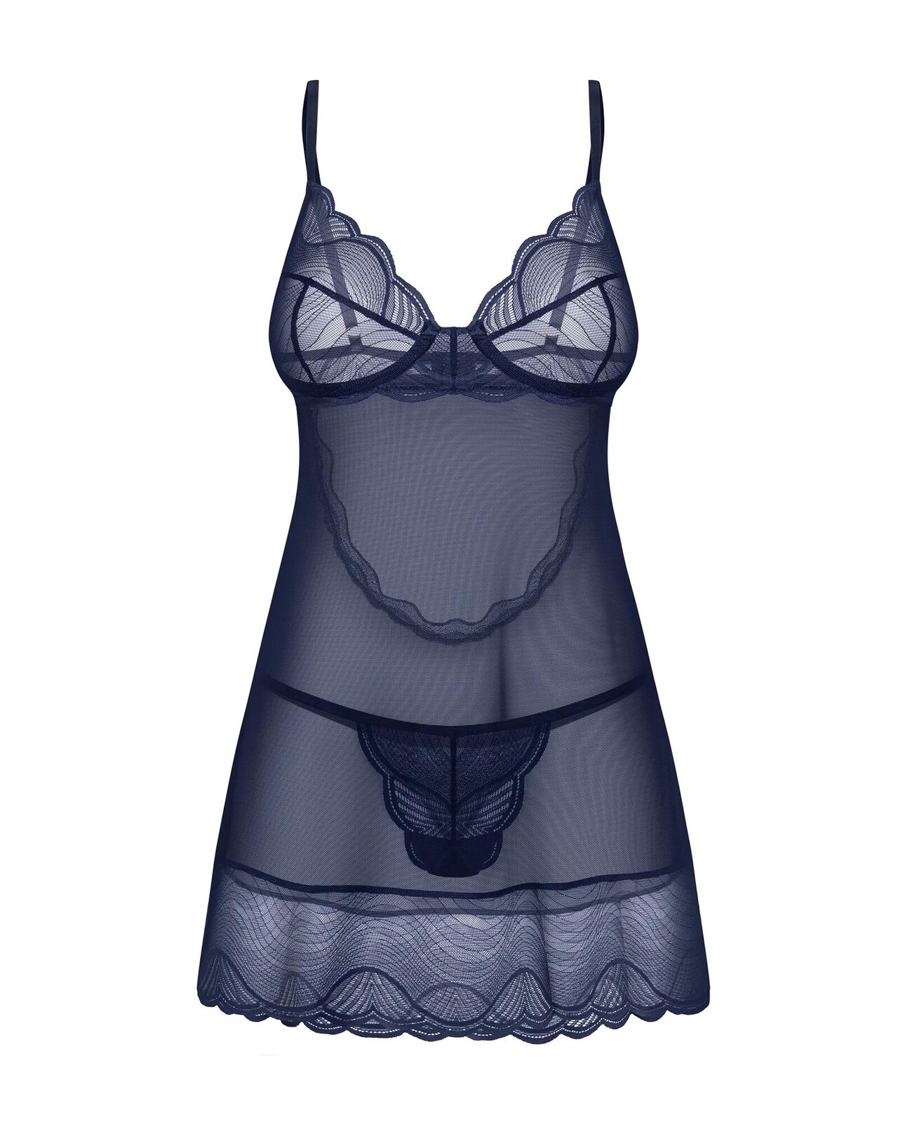 Dámská svůdná košilka Nightly Blue Chemise tm. modrá - Obsessive