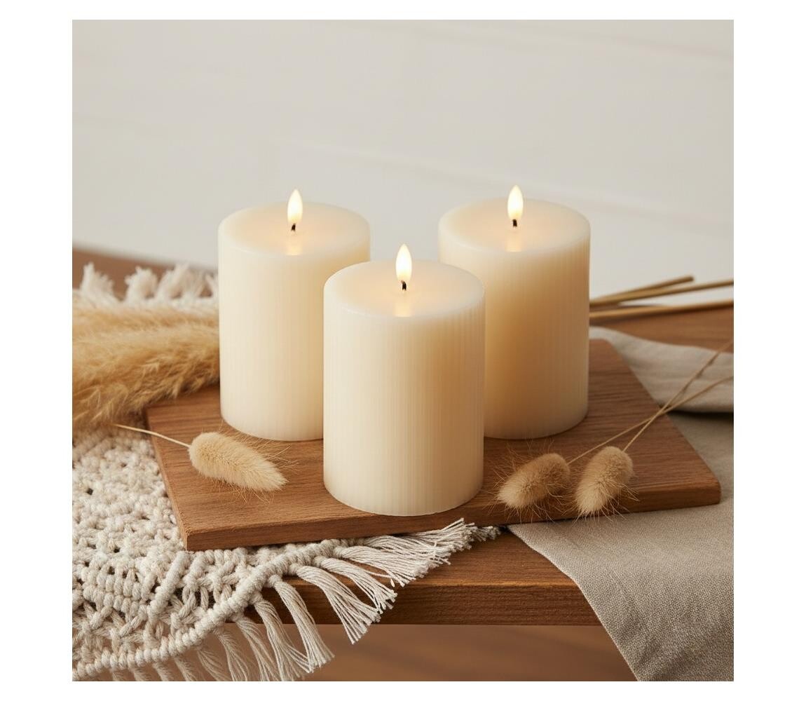 Estilo Home SADA 3x LED Svíčka BRILLO LED/3xAAA 10 cm krémová + dálkové ovládání 5905623255163