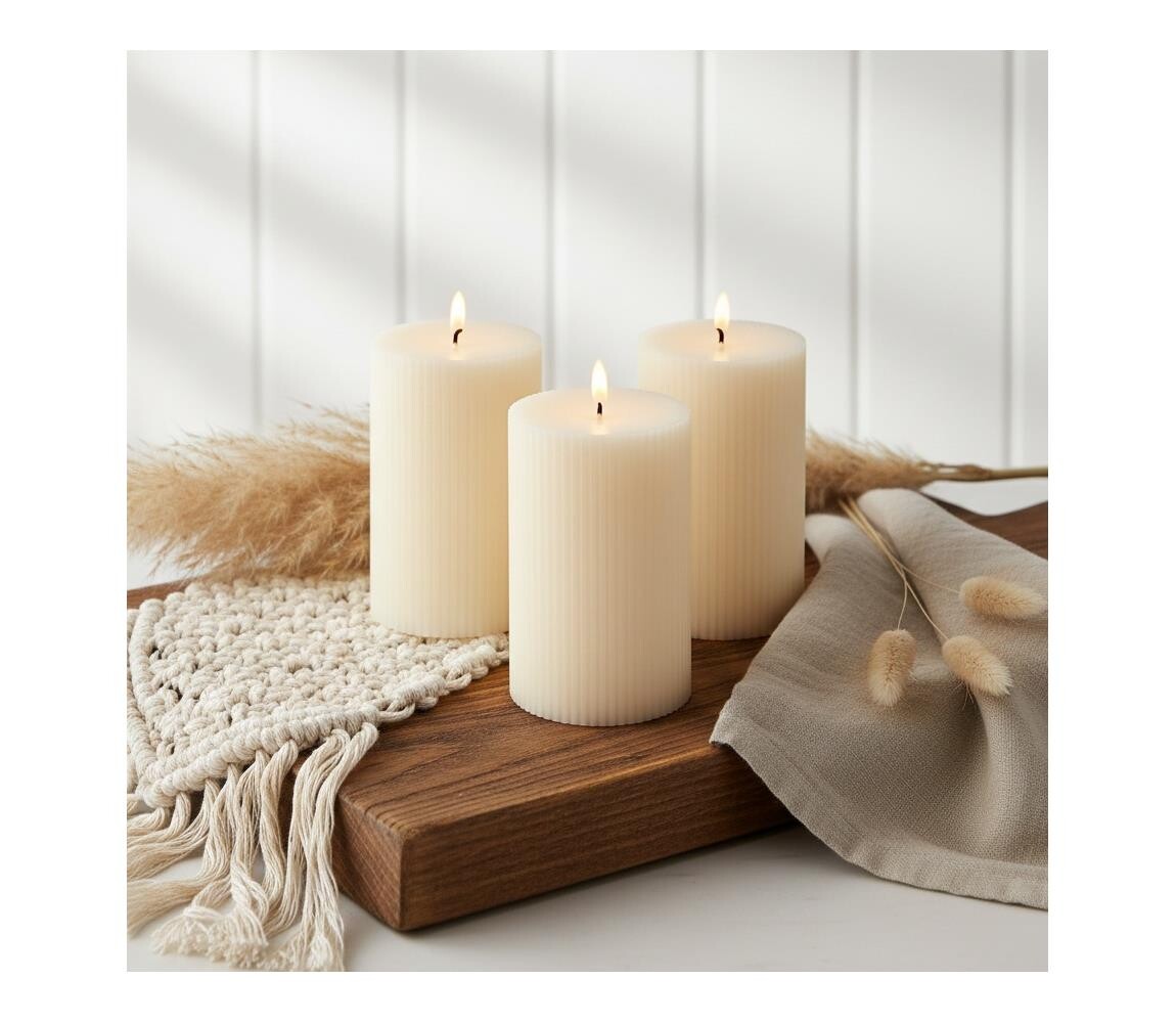 Estilo Home SADA 3x LED Svíčka BRILLO LED/3xAAA 12,5 cm krémová + dálkové ovládání 5905623255170