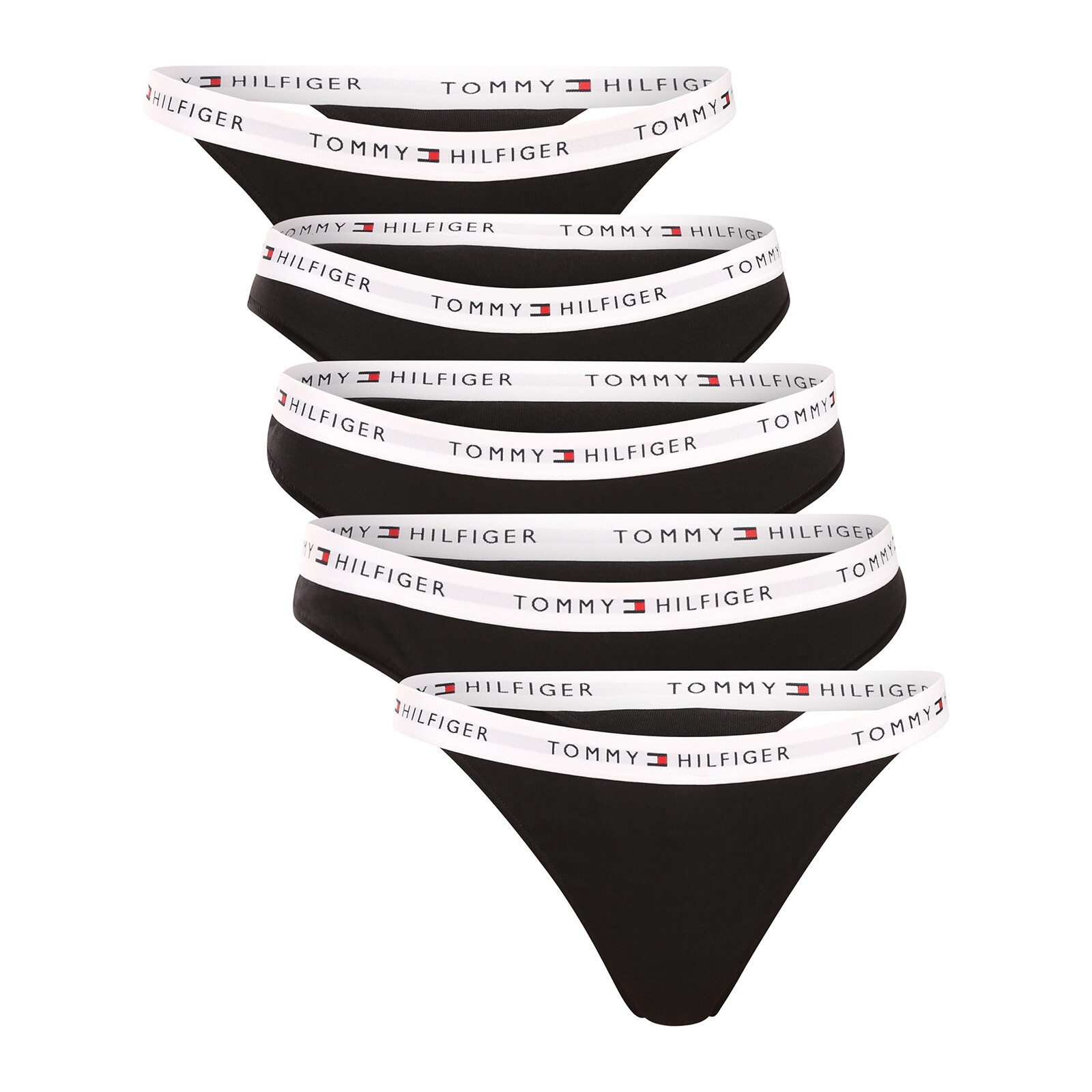 5PACK dámské kalhotky a tanga Tommy Hilfiger černé (UW0UW06579 0R9) XS