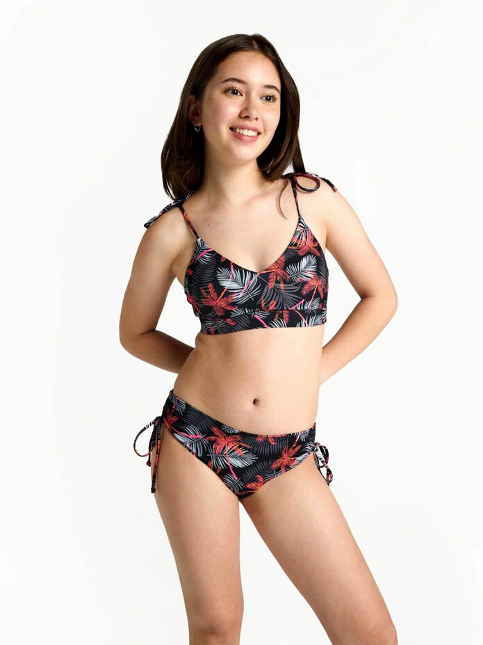 Dívčí plavky Modibodi crop top Jungle palm black horní díl (DPMHDCTPB) 8-10 let