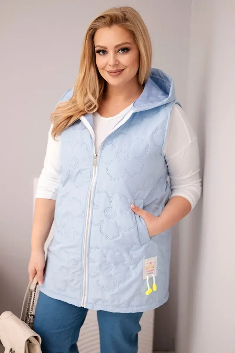 Kesi plus size dámská vesta s kapucí