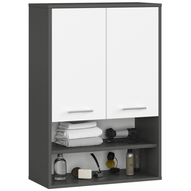 Koupelnová skříňka FIN H934 W64 2D 1P grafitová / bílá