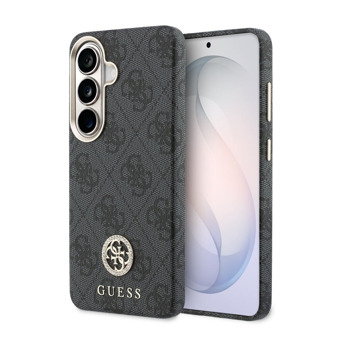 Guess PU Leather 4G Strass Logo Gold Frame Magnetic Zadní Kryt pro Samsung Galaxy S26 Black GUHMS26SP4GRMDEK