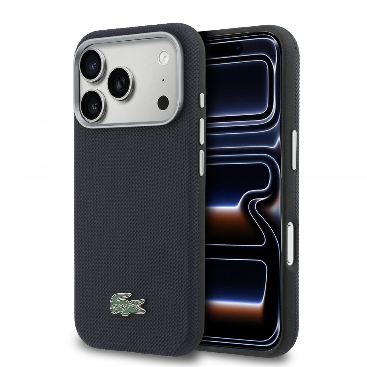 Zadní kryt Lacoste PVC Petit Pique Semi Wrap MagSafe pro iPhone 17 Pro Navy