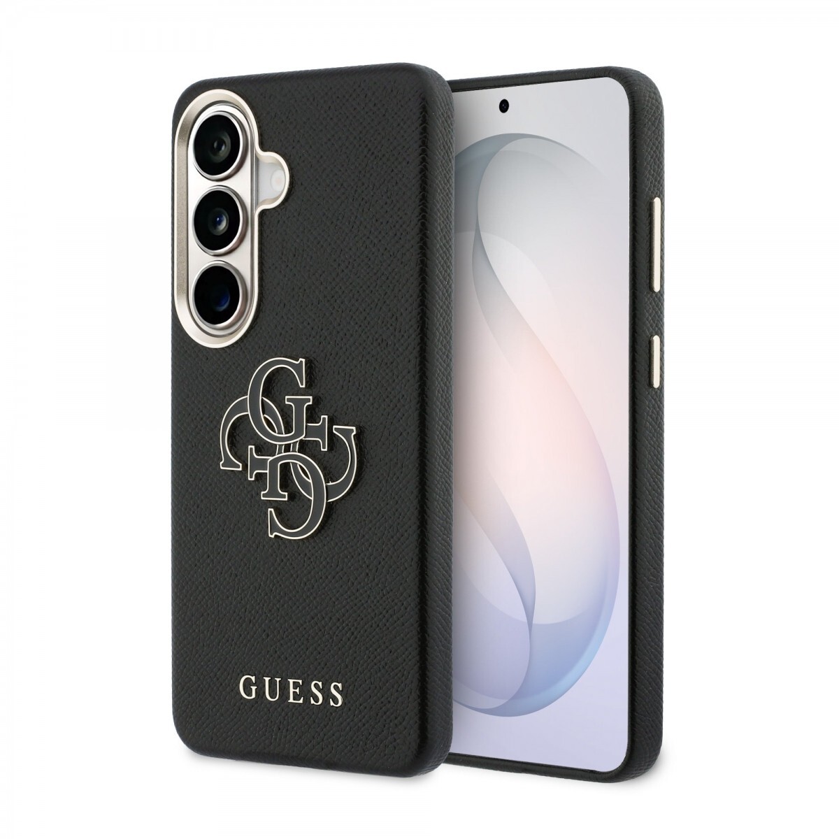 Zadní kryt Guess PU 4G Resin Metal Logo pro Samsung Galaxy S26+ černý