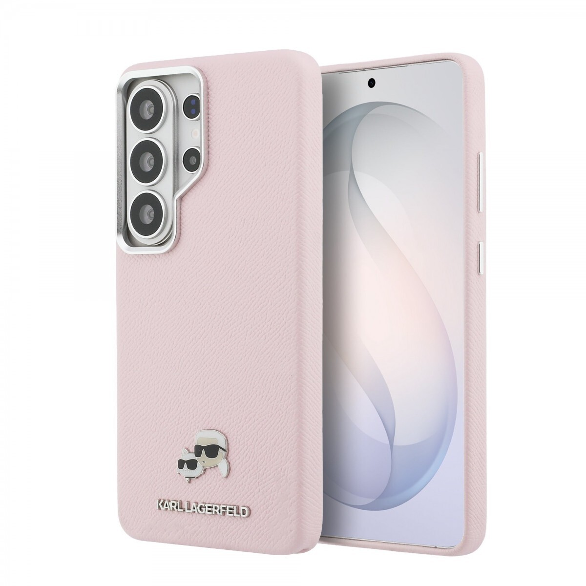 Zadní kryt Karl Lagerfeld Grained PU Leather K&CH Heads Magnetic pro Samsung Galaxy S26 Ultra růžový