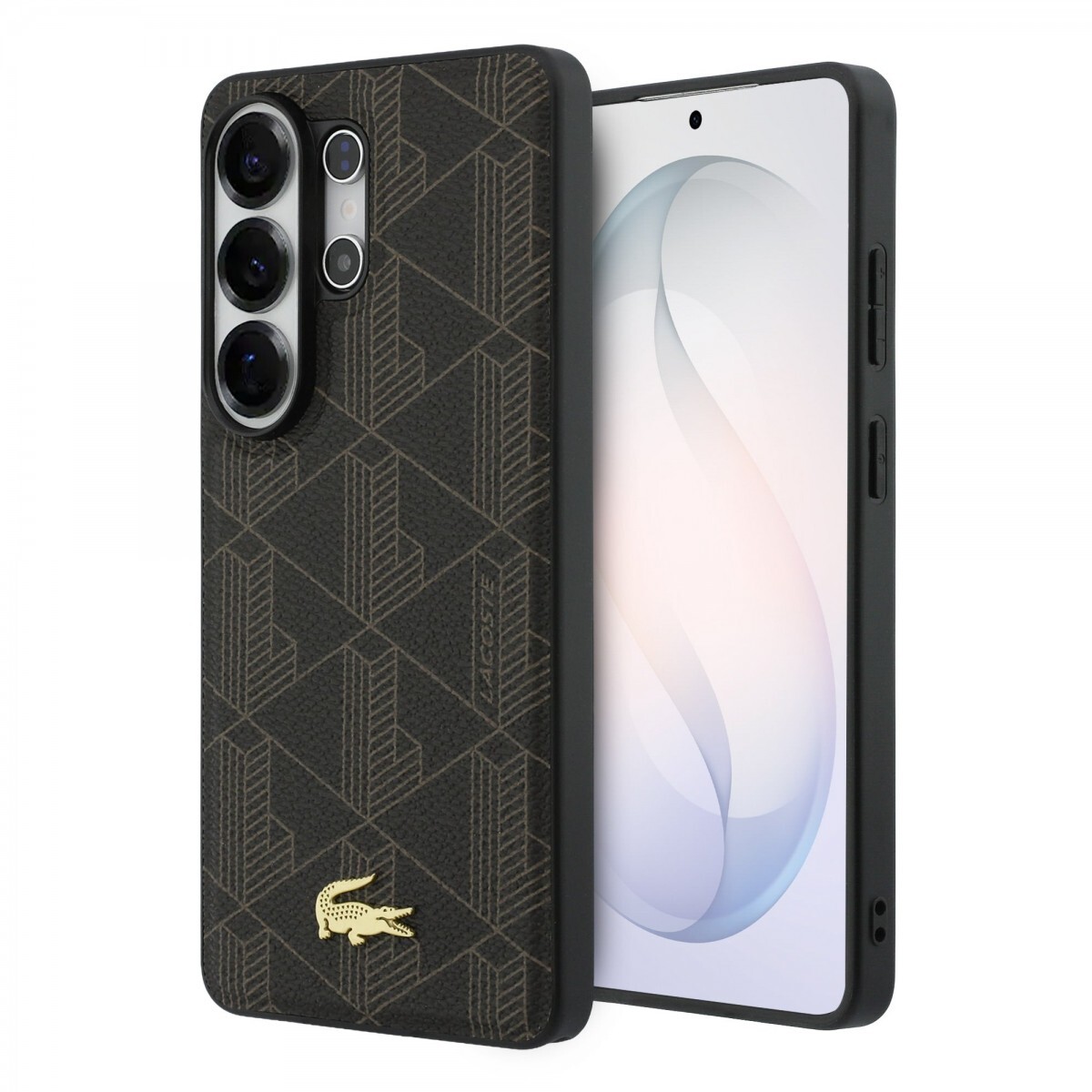 Zadní kryt Lacoste PVC Blend Monogram Gold Logo Magnetic pro Samsung Galaxy S26 Ultra hnědý