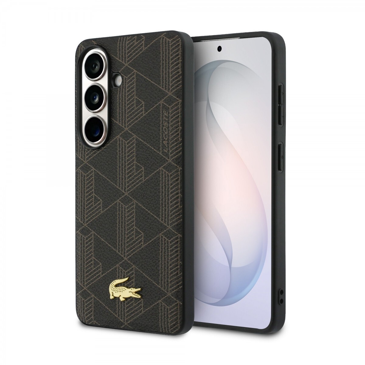 Zadní kryt Lacoste PVC Blend Monogram Gold Logo Magnetic pro Samsung Galaxy S26+ hnědý